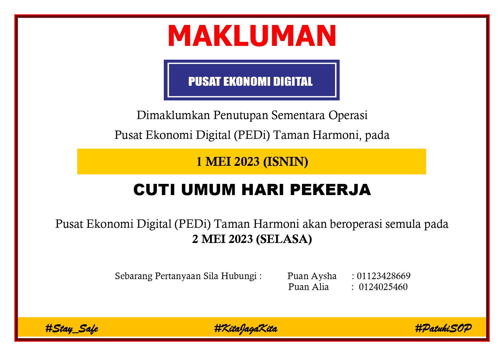 NOTIS PENUTUPAN PEDI CUTI HARI PEKERJA page-0001